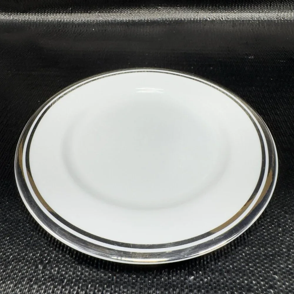 2005 Royal Doulton Pure Platinum Double Silver Band Plate Dish 7.5inch Set‎ 3
